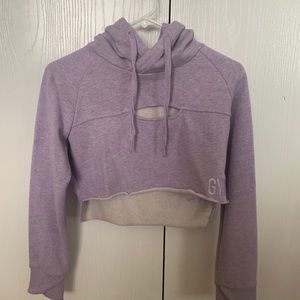 Gymshark ivory purple cropped hoodie